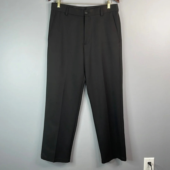 ARROW Mens Slim Dress Pants Black Flat Front Straight Tapered Leg Pockets 32x32 - Picture 9 of 9